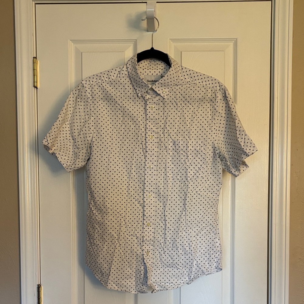 Men's White Patterned Button Down Shirt